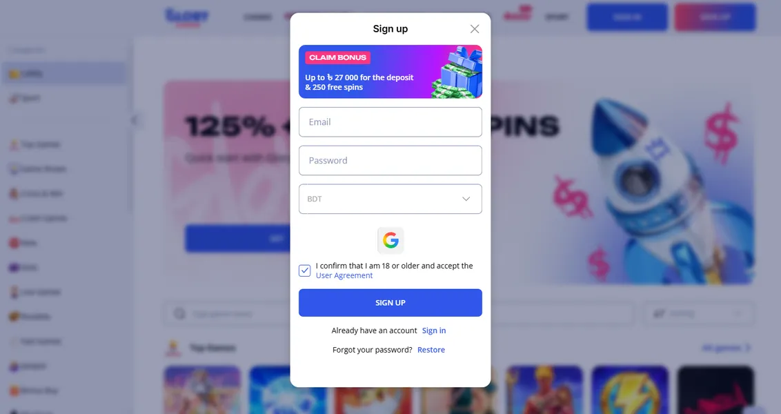 Step-by-Step Registration at Glory Casino